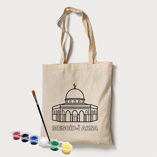Bez Çanta Boyama Mescid-i Aksa Desen Set Bez Çanta Boyama Mescid-i Aksa Desen Set
