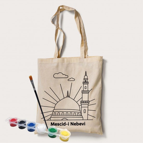 Bez Çanta Boyama Mescid-i Nebevi Desen Set Bez Çanta Boyama Mescid-i Nebevi Desen Set