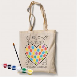 Bez Çanta Boyama Seti Okul İlk Gün Hatırası