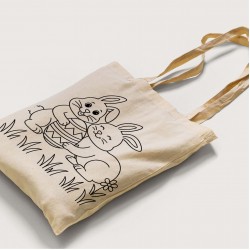 Bez Çanta Boyama Tavşan Yumurta Desen Sade