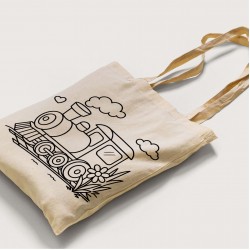 Bez Çanta Boyama Tren Desen Sade