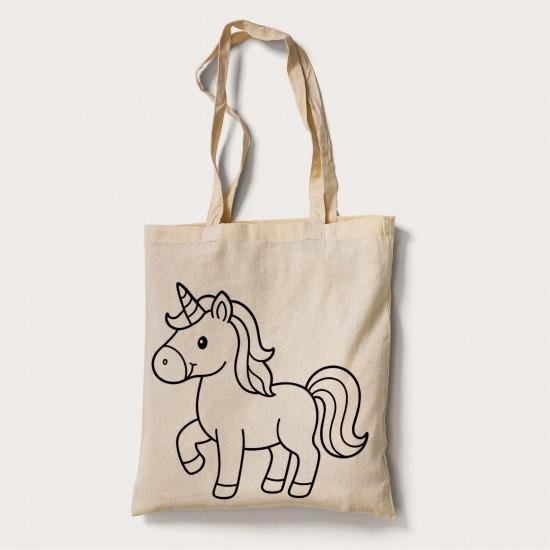 Bez Çanta Boyama Unicorn Desen Sade Bez Çanta Boyama Unicorn Desen Sade