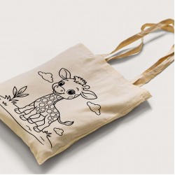 Bez Çanta Boyama Zürafa Desen Sade