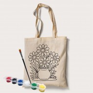 Bez Çanta Boyama Çiçek Desen Set