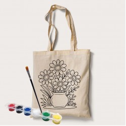 Bez Çanta Boyama Çiçek Desen Set