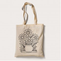 Bez Çanta Boyama Çiçek Desen Set