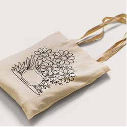 Bez Çanta Boyama Çiçek Desen Set1