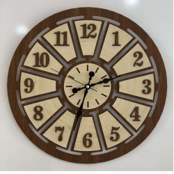 Ceviz & Akca Renk  Ahşap Duvar Saati