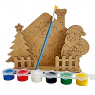 Ev Noel Çam Yılbaşı Ahşap Boyama Seti