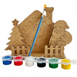 Ev Noel Çam Yılbaşı Ahşap Boyama Seti