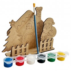 Ev Noel Çam Yılbaşı Ahşap Boyama Seti