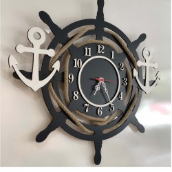 Gemi Dümen Ahşap Duvar Saati 