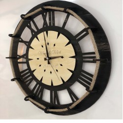 Hasır İp Dekoratif Ahşap Duvar saati 