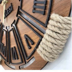 Hasır İpli Roma Rakam Ahşap Duvar Saati Hasır İpli Roma Rakam Ahşap Duvar Saati