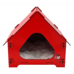 Ahşap Kedi Evi Kırmızı