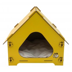 Ahşap Kedi Evi Sarı