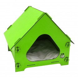Ahşap Kedi Evi Yeşil