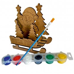 Kızak Çam Noel Yılbaşı Ahşap Boyama Seti 1