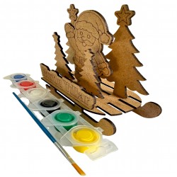 Kızak Çam Noel Yılbaşı Ahşap Boyama Seti 1