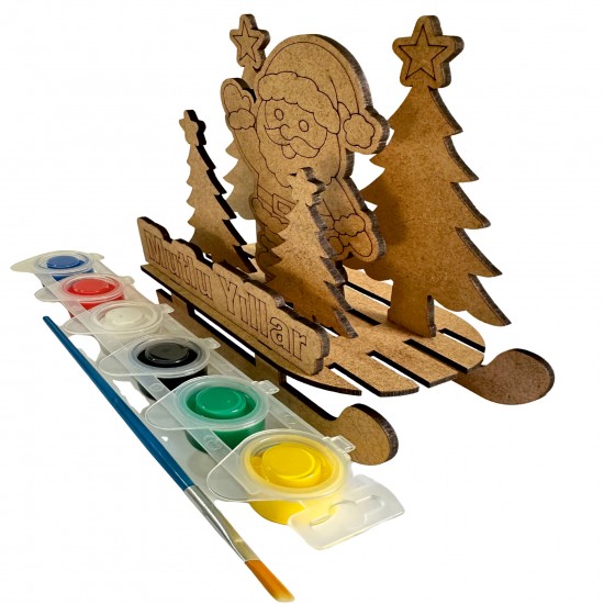 Kızak Çam Noel Yılbaşı Ahşap Boyama Seti 1
