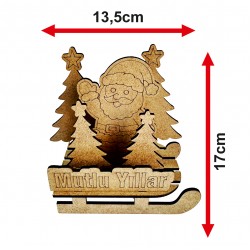 Kızak Çam Noel Yılbaşı Ahşap Boyama