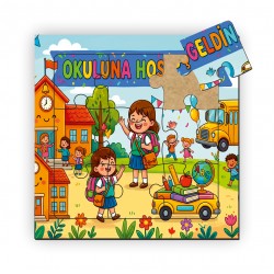 Okuluna Hoşgeldin Ahşap Puzzle 9 Parça 2