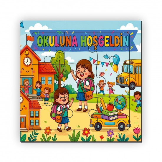 Okuluna Hoşgeldin Ahşap Puzzle 9 Parça 2