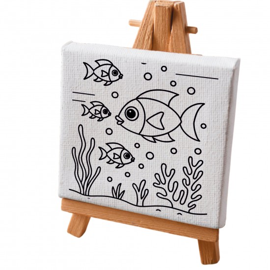 Tuval Boyama Kaktüs Balık 2Fırçasız