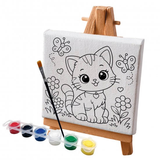 Tuval Boyama Seti  Mini Kedi
