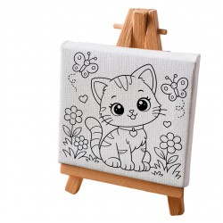 Tuval Boyama Mini Kedi Boyasız Fırçasız