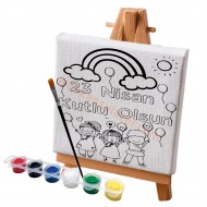 Tuval Boyama Seti 23 Nisan Özel Gökkuşağı  Figür Model16