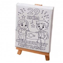 Tuval Boyama Seti 29 Ekim Çoçuk Figür Bayrak Boyasız