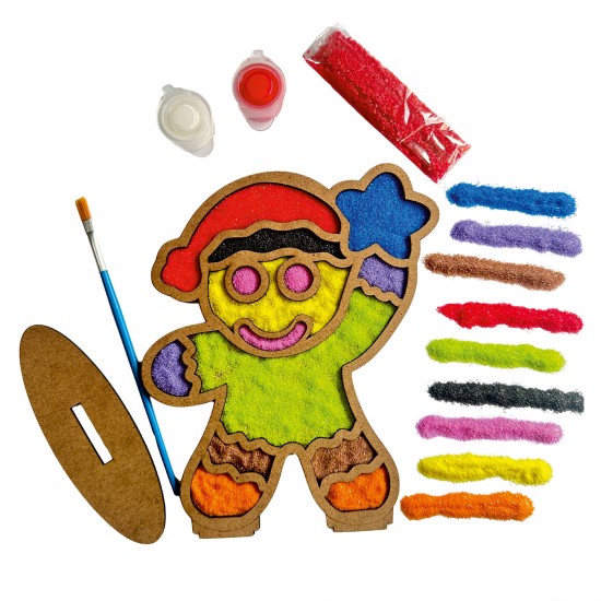 Zencefil Adam Yılbaşı Ahşap Kum Boyama Seti