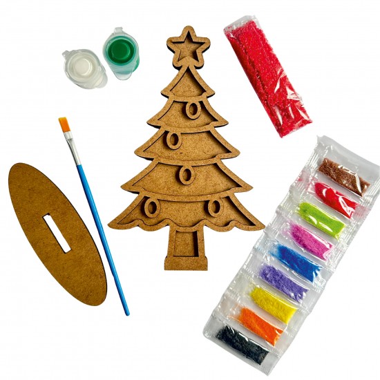 Çam Ağacı Yılbaşı Ahşap Kum Boyama Seti