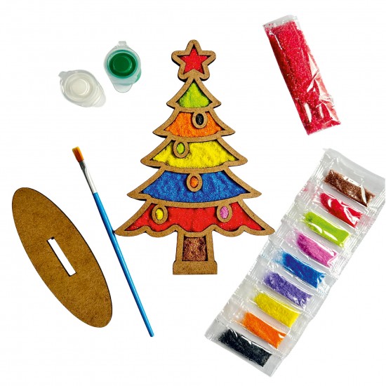 Çam Ağacı Yılbaşı Ahşap Kum Boyama Seti