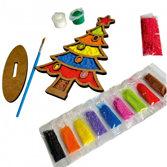 Çam Ağacı Yılbaşı Ahşap Kum Boyama Seti