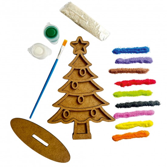 Çam Ağacı Yılbaşı Ahşap Kum Boyama Seti