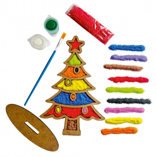 Çam Ağacı Yılbaşı Ahşap Kum Boyama Seti