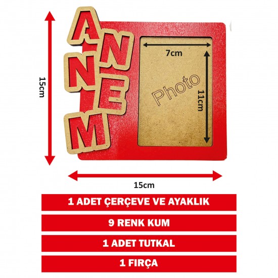 Anneler Günü Okul Etkinliği Kum Boyama Fotoğraf Çerçevesi Seti