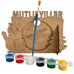 Çerçeve 3 Yılbaşı Ahşap Boyama Seti