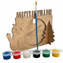 Çerçeve 3 Yılbaşı Ahşap Boyama Seti