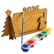 Çerçeve Yılbaşı Ahşap Boyama Seti 1