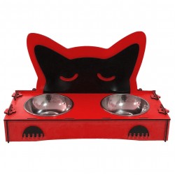 2'li Ahşap Çelik Taslı Mamalık Kırmızı