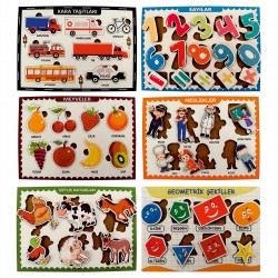 Ahşap Bul Tak Eğitim Puzzle 6 Takım Set 